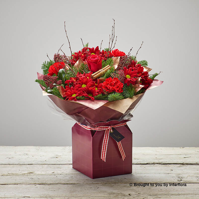 red gift box of flowers